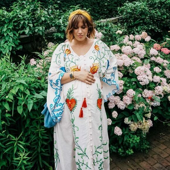5⭐️ Favorite Amelia Embroidery Maternity Gown, Maternity Baby Bump Maxi Dress - Picture 3 of 16